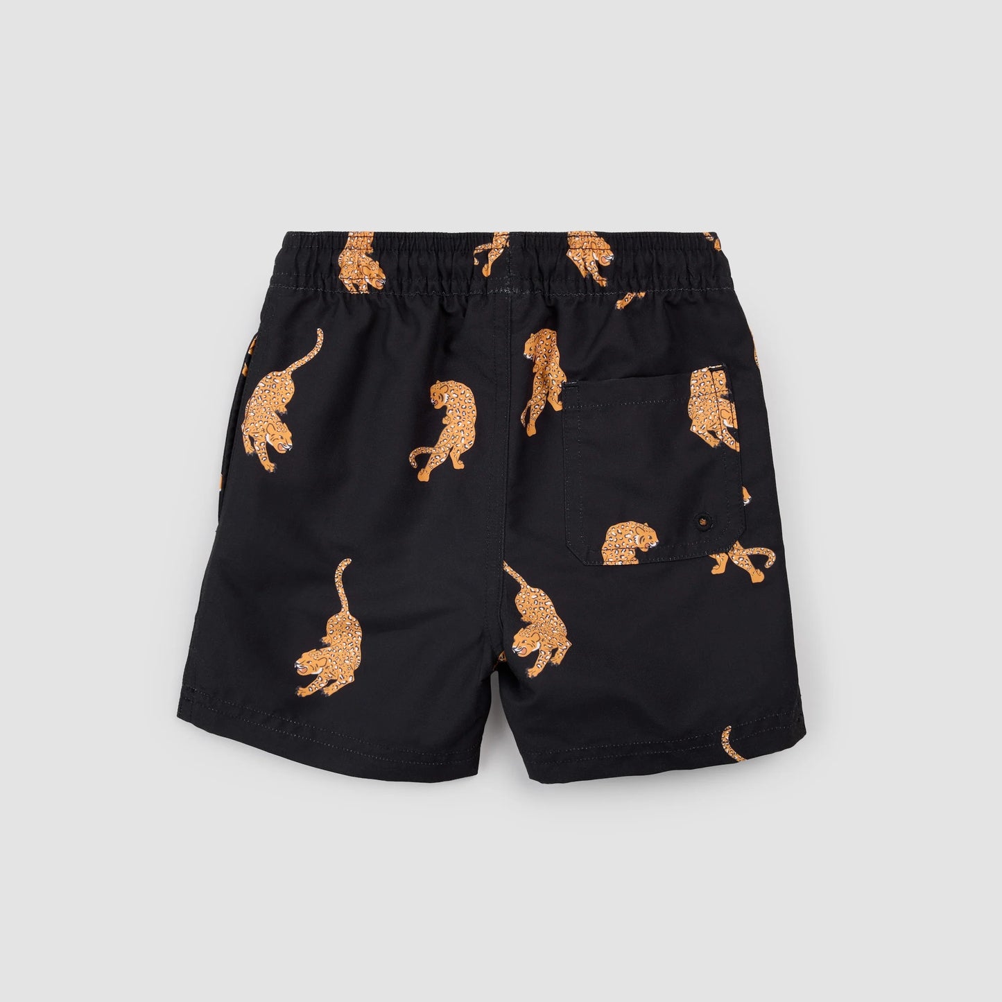 Panther Print On Black Swim Trunks