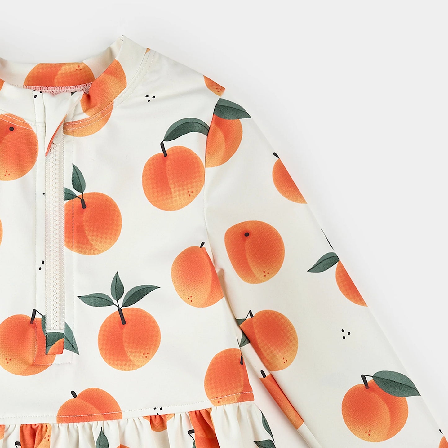 Peaches Print On Off-White Long-Sleeve Rashguard Set