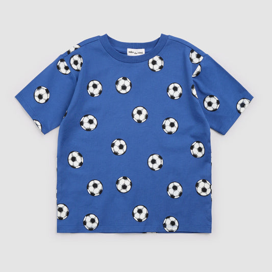 Soccer Ball on Royal Blue T-Shirt