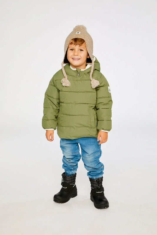 Winter Jacket Adapted For Car Seats Olive Green