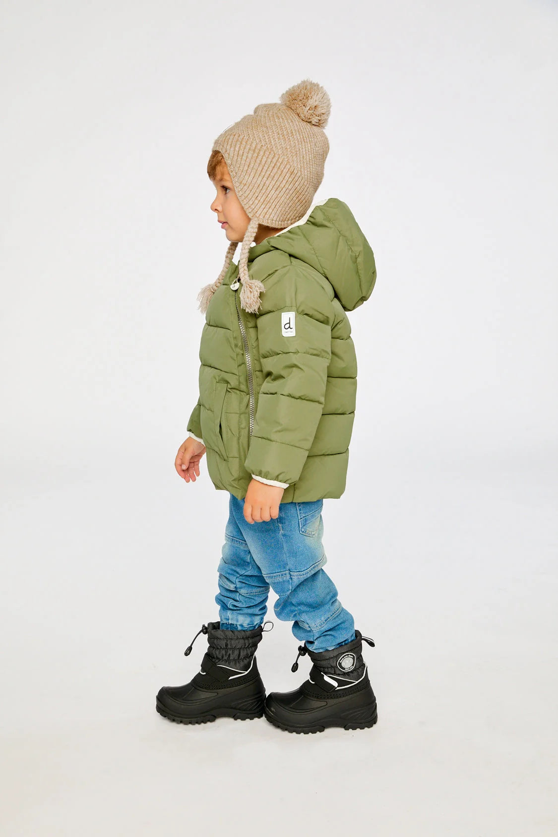 Winter Jacket Adapted For Car Seats Olive Green