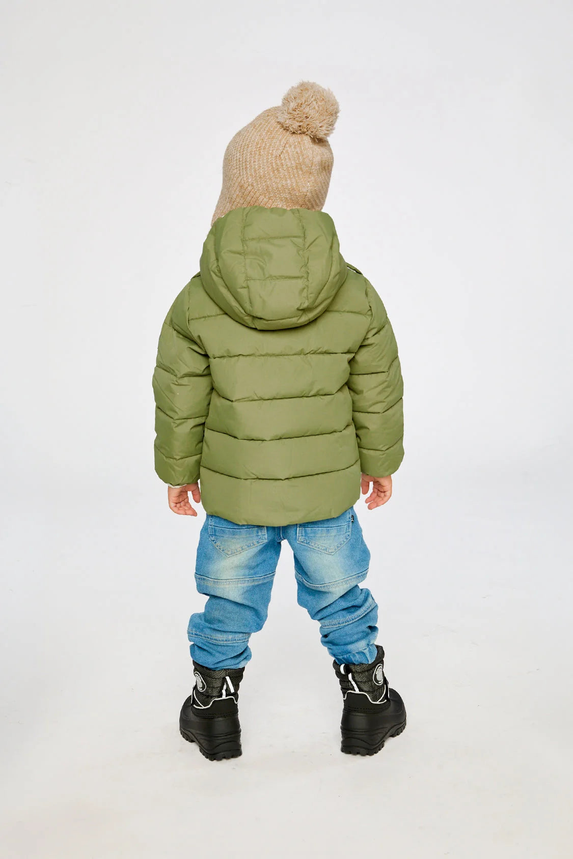 Winter Jacket Adapted For Car Seats Olive Green