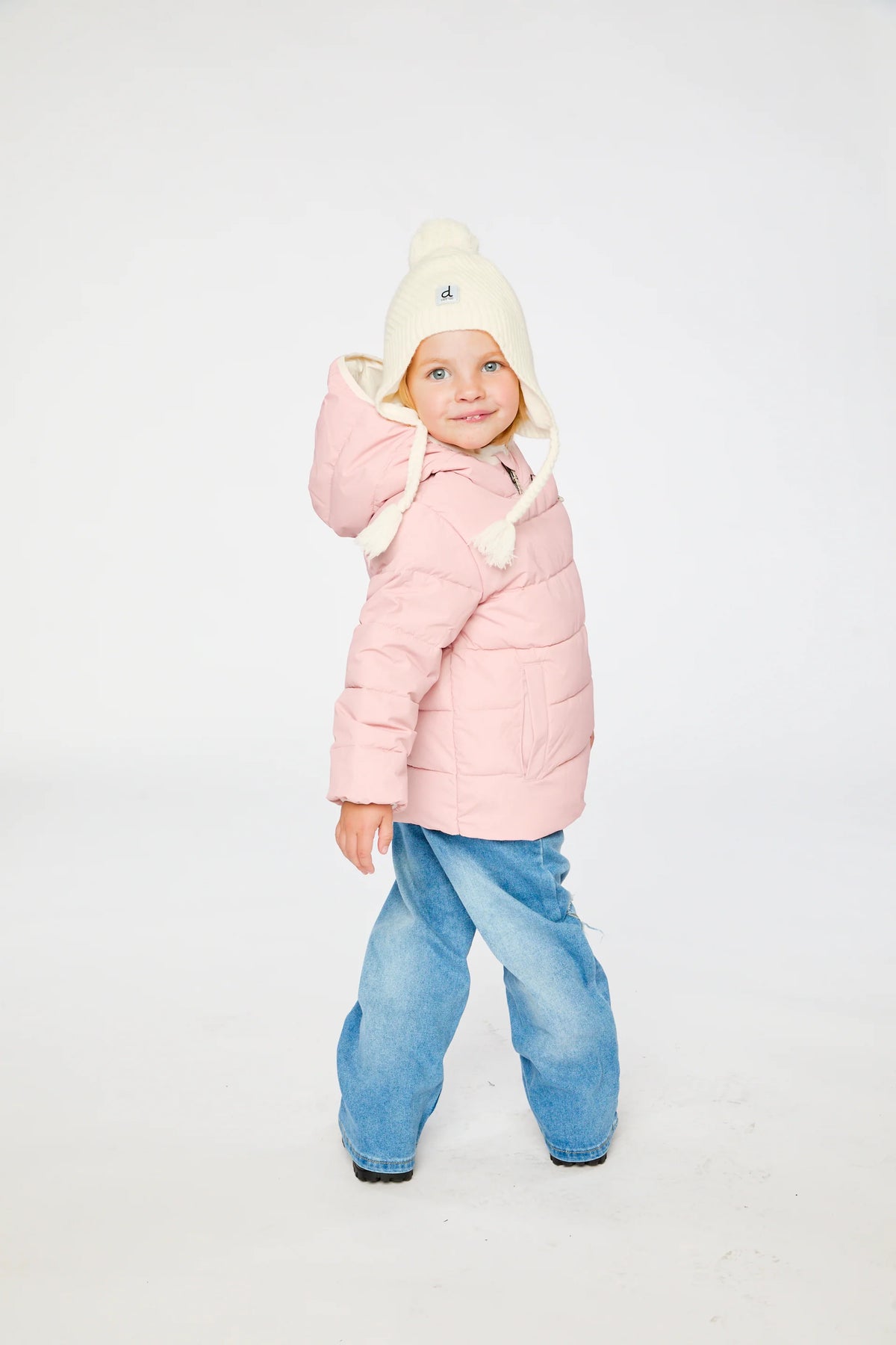 Winter Jacket Adapted For Car Seats Pale Dusty Pink