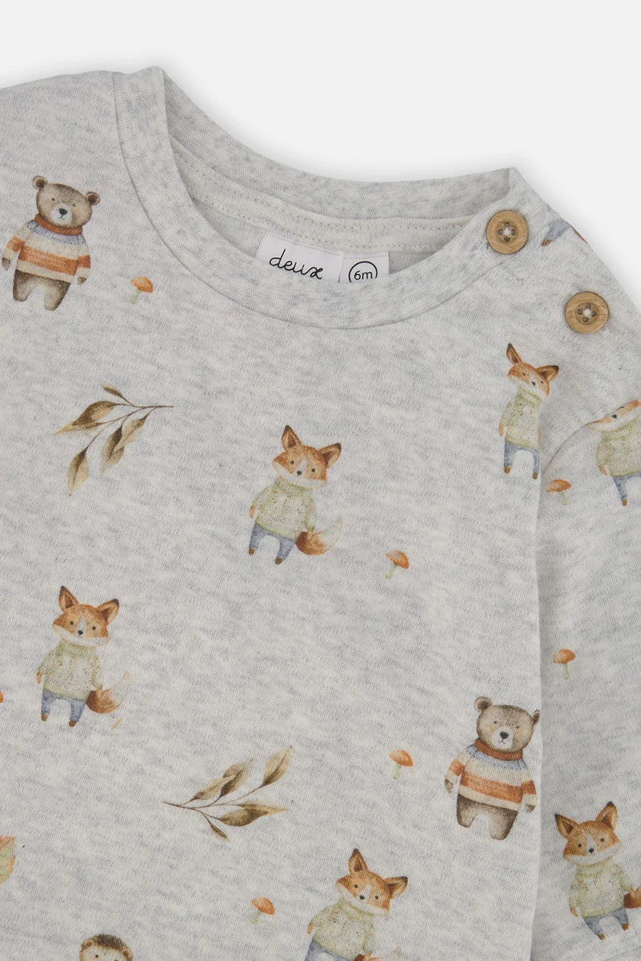 Organic Cotton Pants And Top Set - Beige Animal Print
