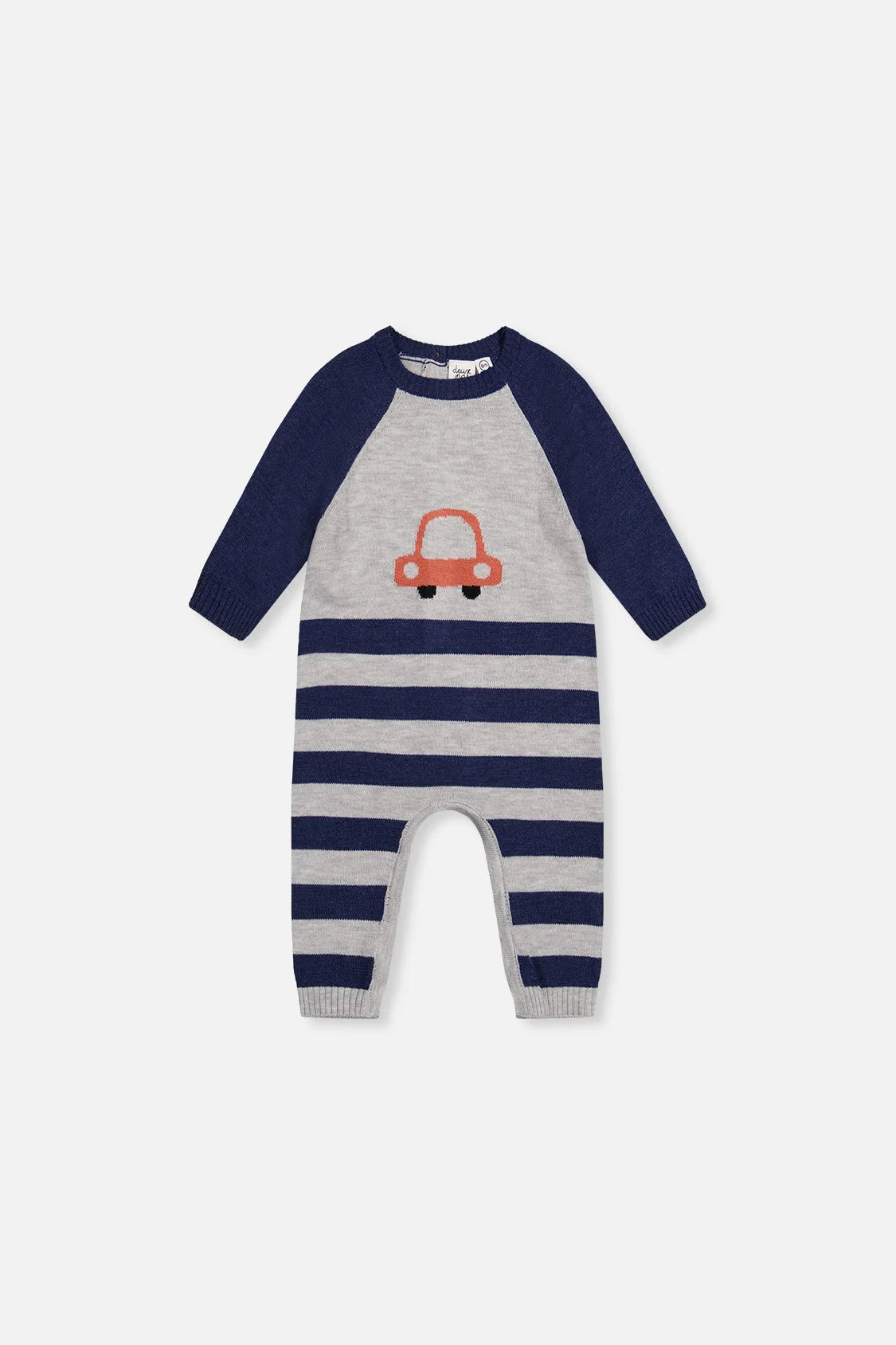 Knitted Intarsia Romper Blue And Orange