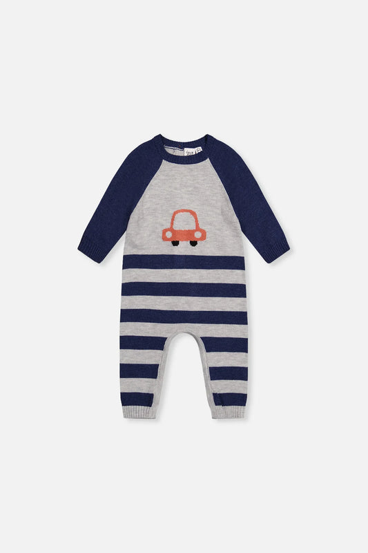 Knitted Intarsia Romper Blue And Orange