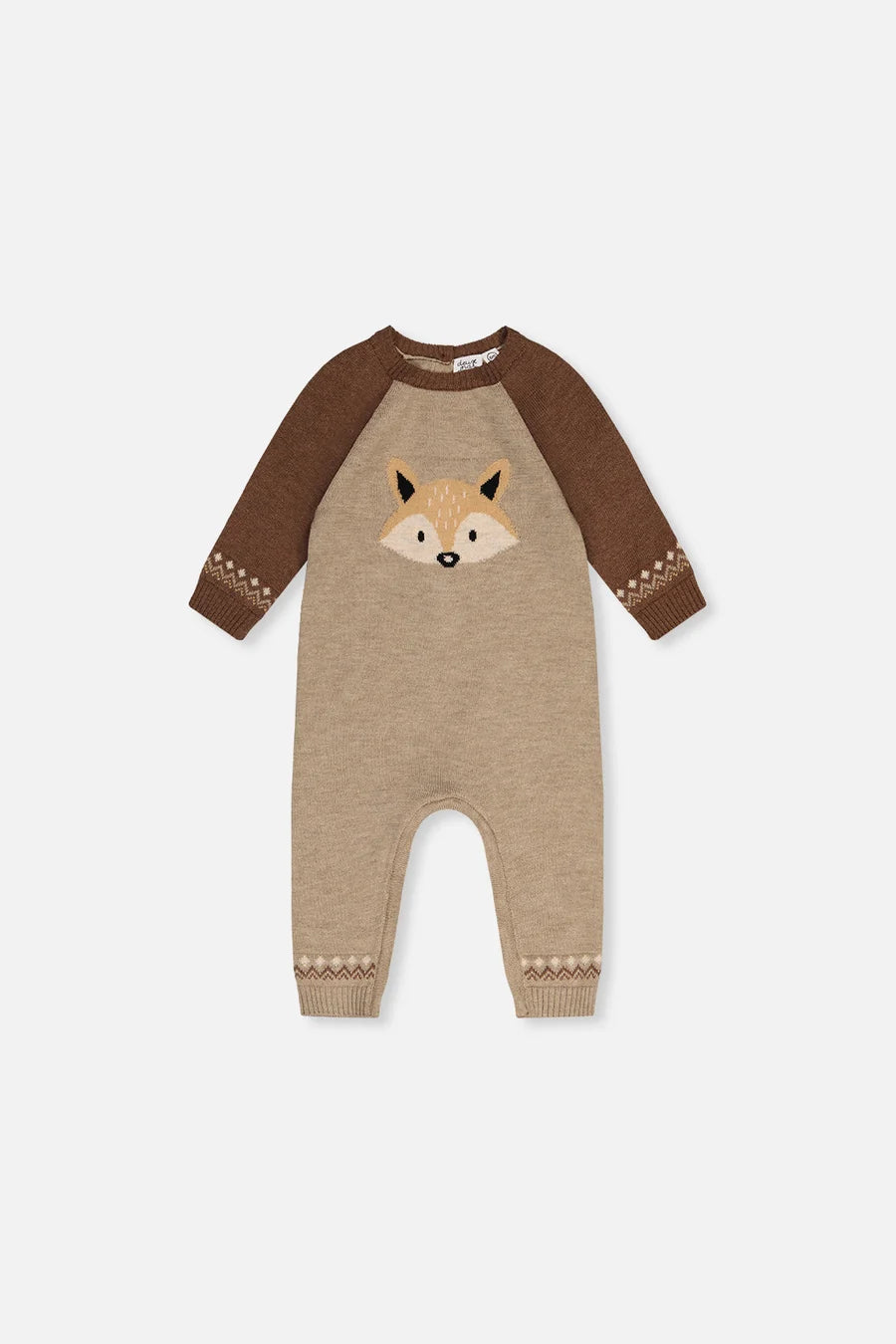 Knitted Intarsia Romper - Brown Cinnamon