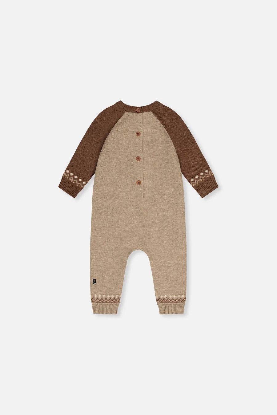 Knitted Intarsia Romper - Brown Cinnamon