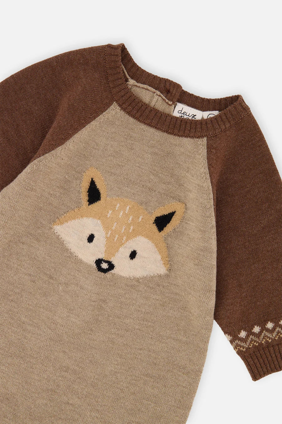 Knitted Intarsia Romper - Brown Cinnamon