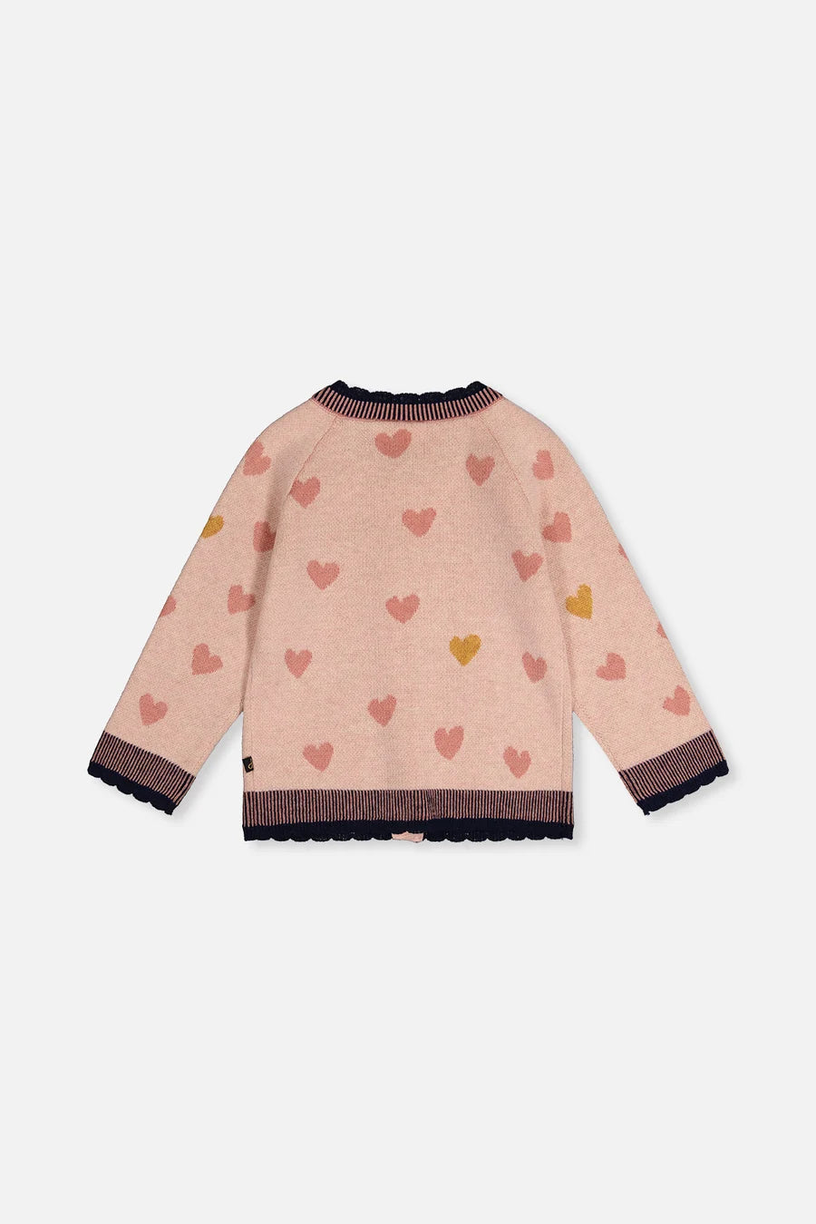 Knitted Jacquard Cardigan - Pale Dusty Pink And Navy