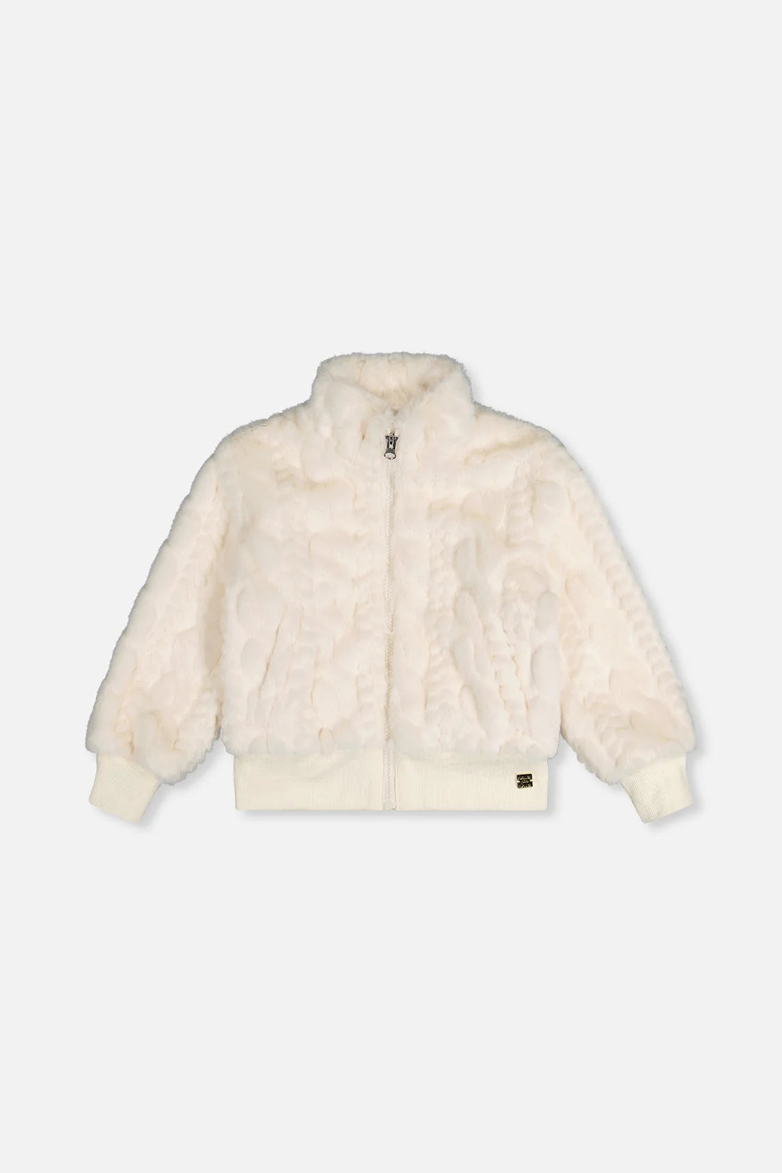 Faux Fur Jacquard Jacket Beige