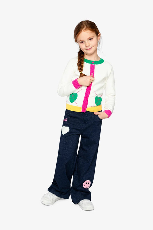 Knitted Cardigan Off-White, Green And Pink