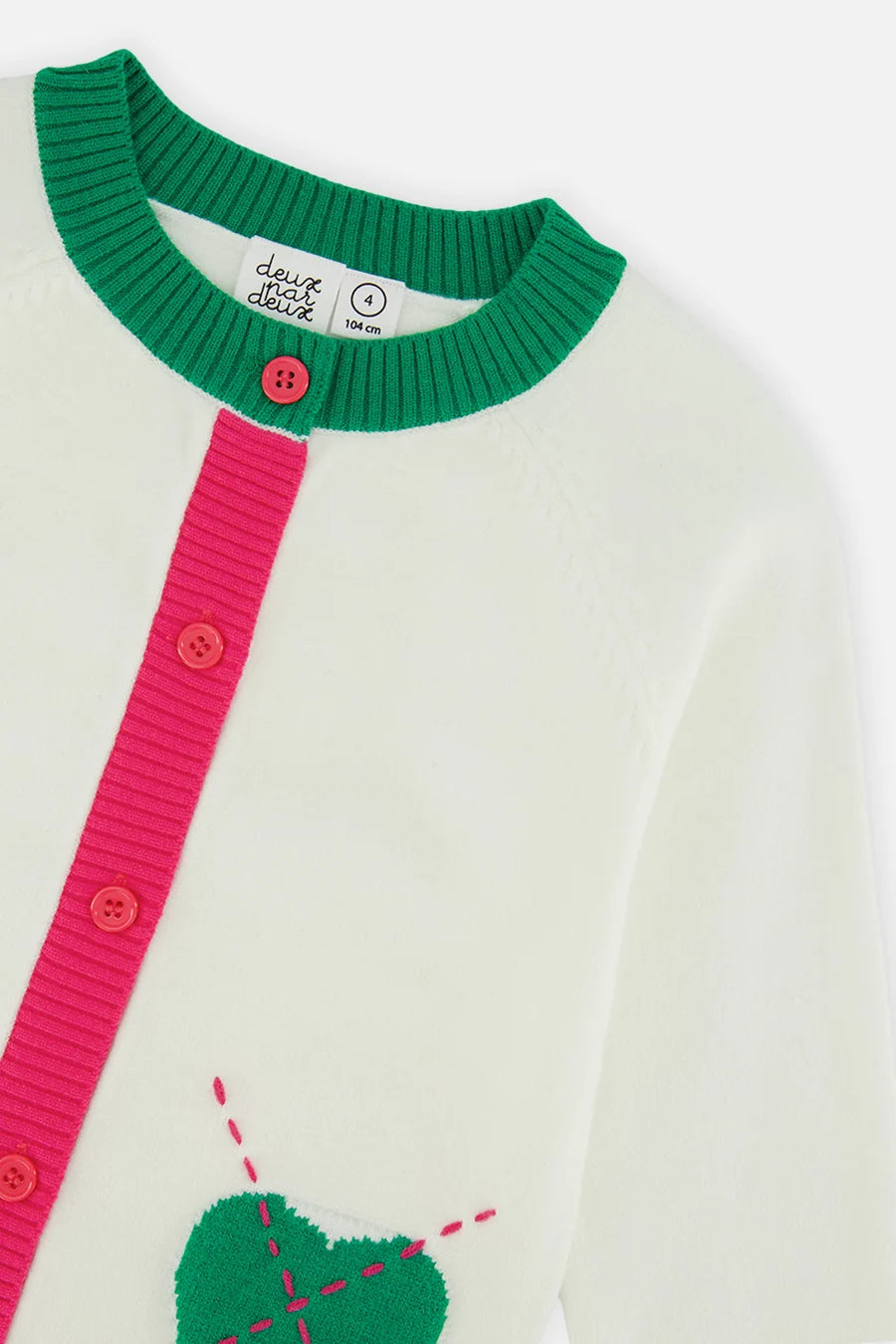 Knitted Cardigan Off-White, Green And Pink