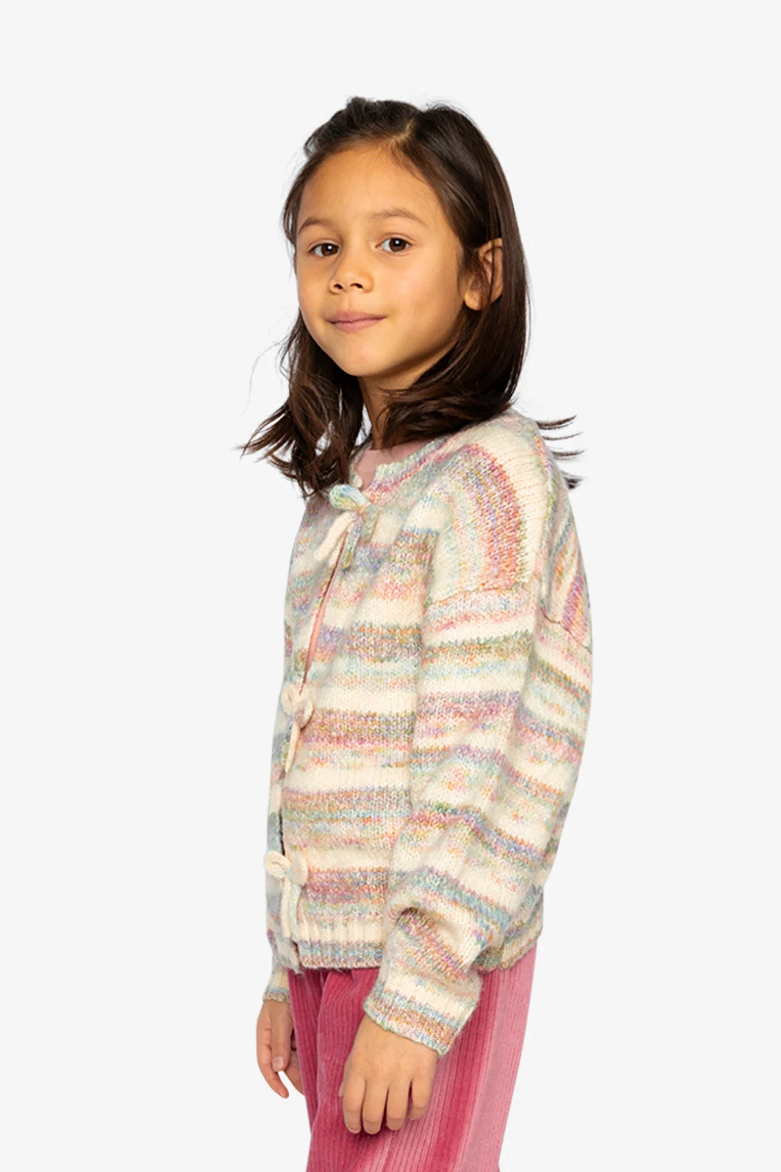 Knitted Cardigan Mauve And Blue Knitwear