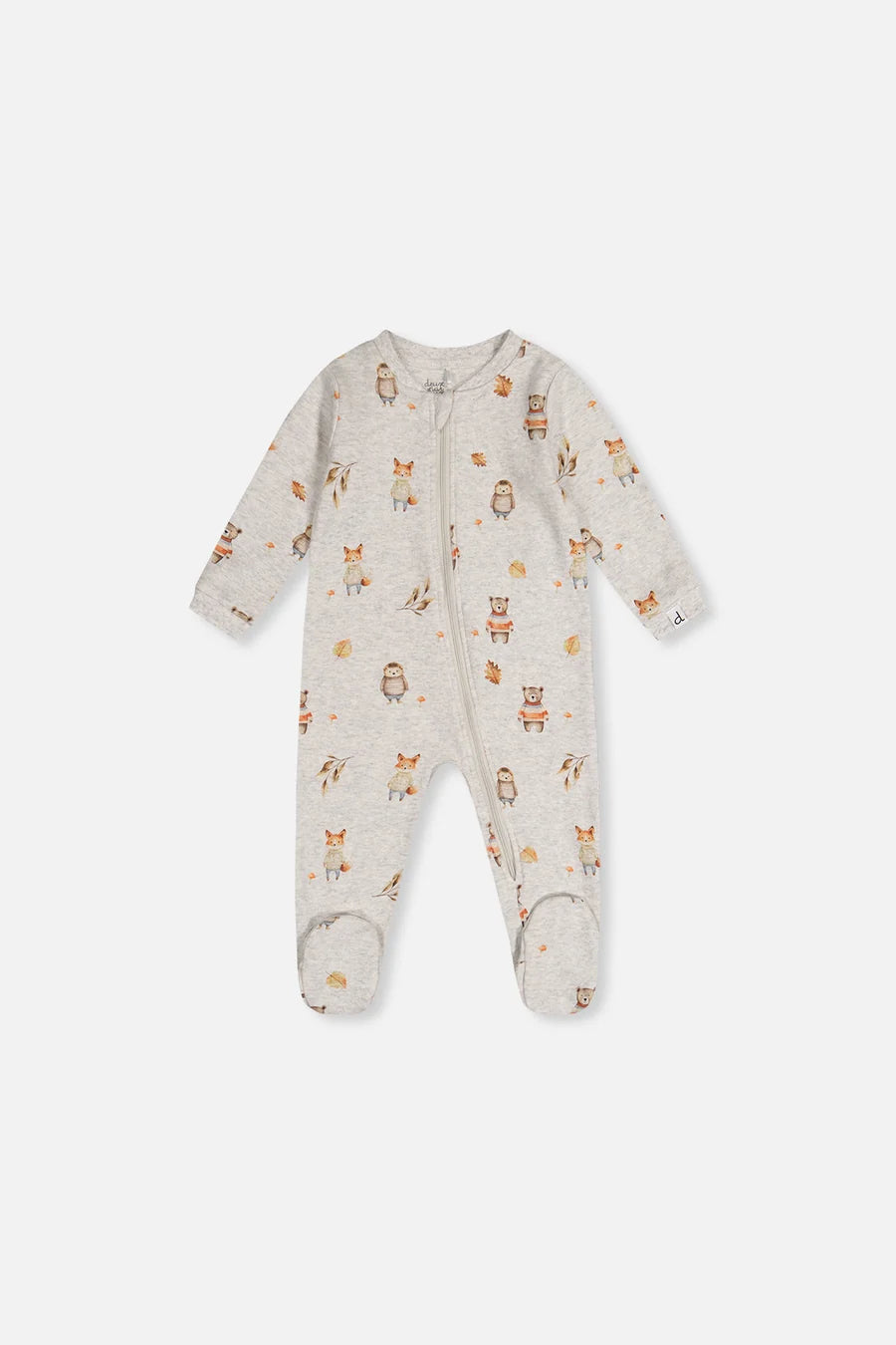 Baby Organic Cotton One Piece Pajama Beige Animal Print