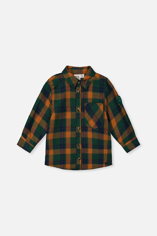 Toddler Plaid Shirt Orange, Blue And Green
