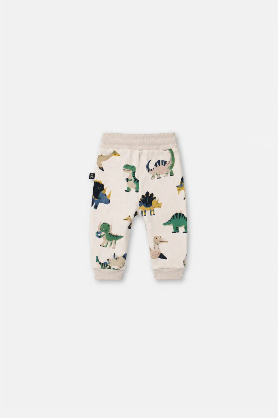Baby Fleece Sweatpants - Beige Dinosaur Print