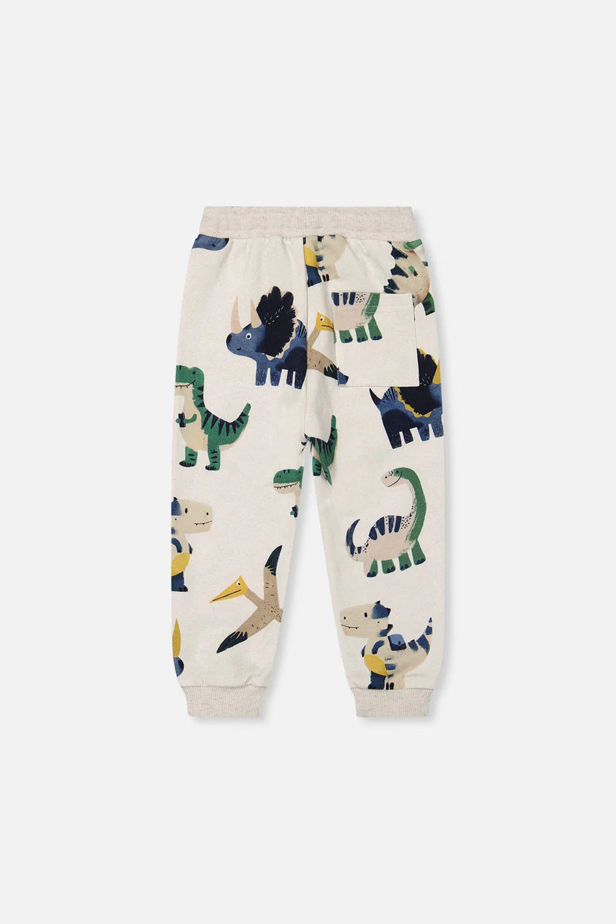 Fleece Sweatpants Beige Dinosaur Print