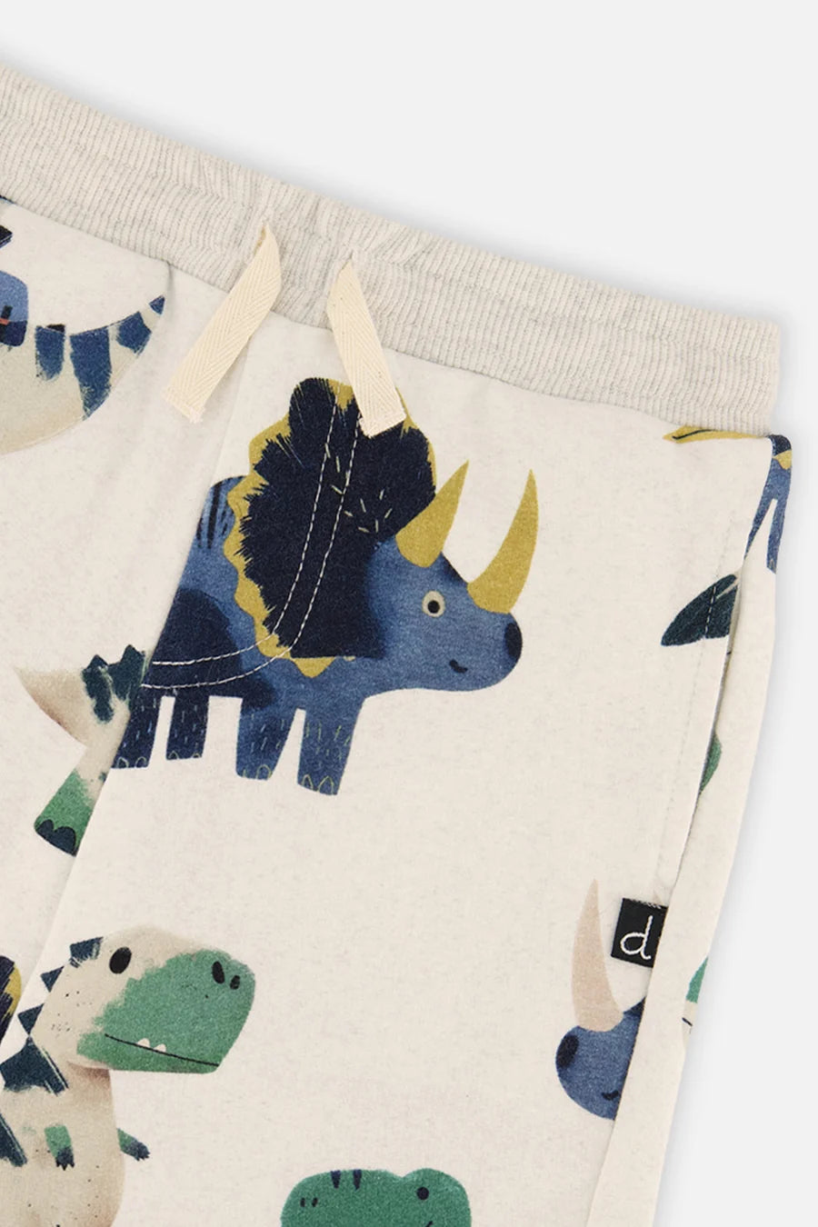 Fleece Sweatpants Beige Dinosaur Print