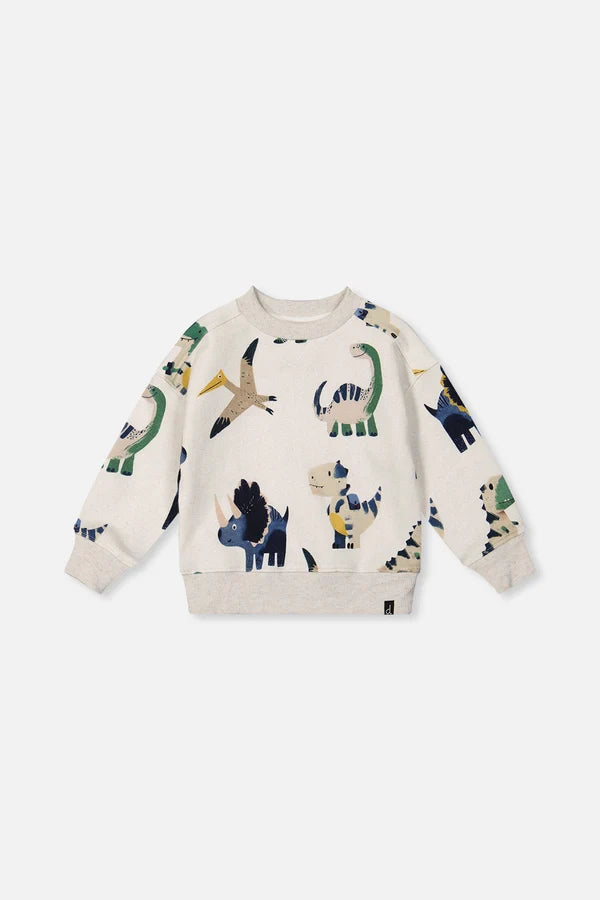 Toddler Fleece Sweatshirt Beige Dinosaur Print