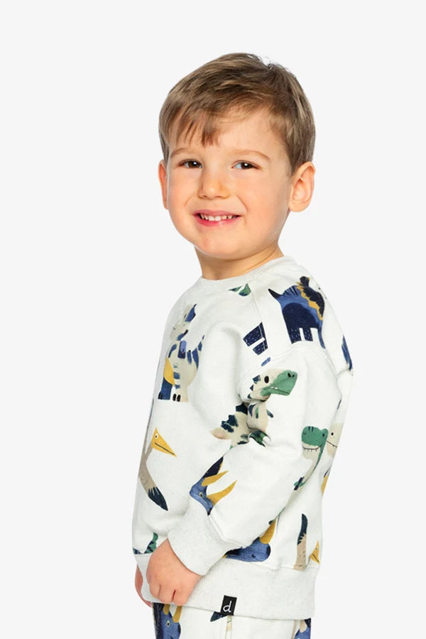 Toddler Fleece Sweatshirt Beige Dinosaur Print
