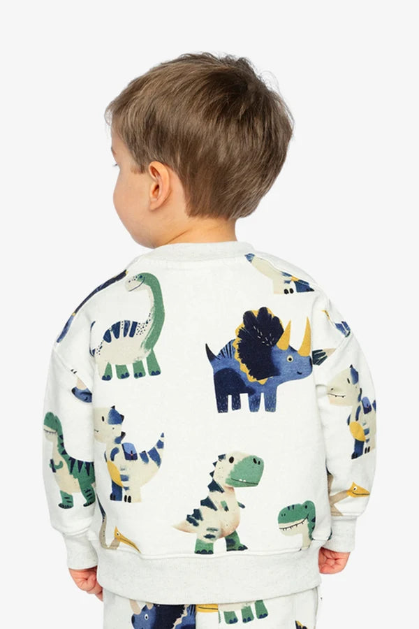 Toddler Fleece Sweatshirt Beige Dinosaur Print