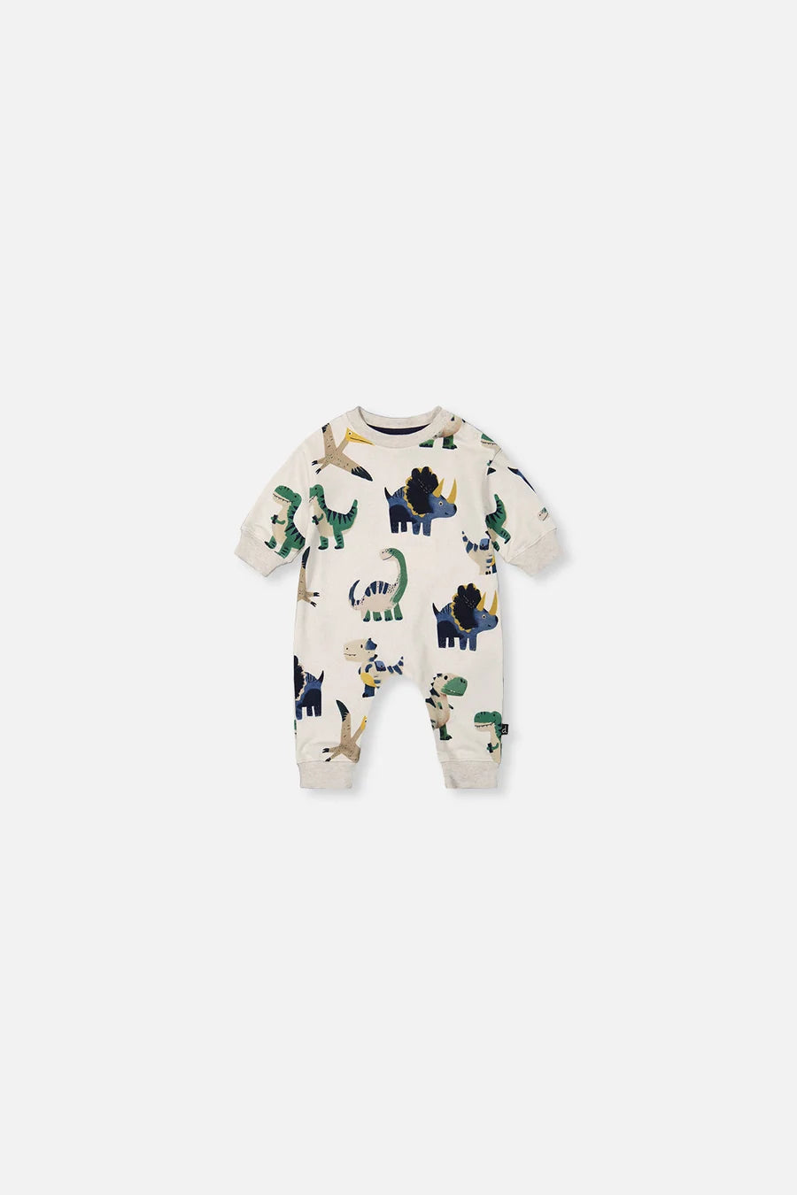 Baby Fleece Jumpsuit Beige - Dinosaur Print