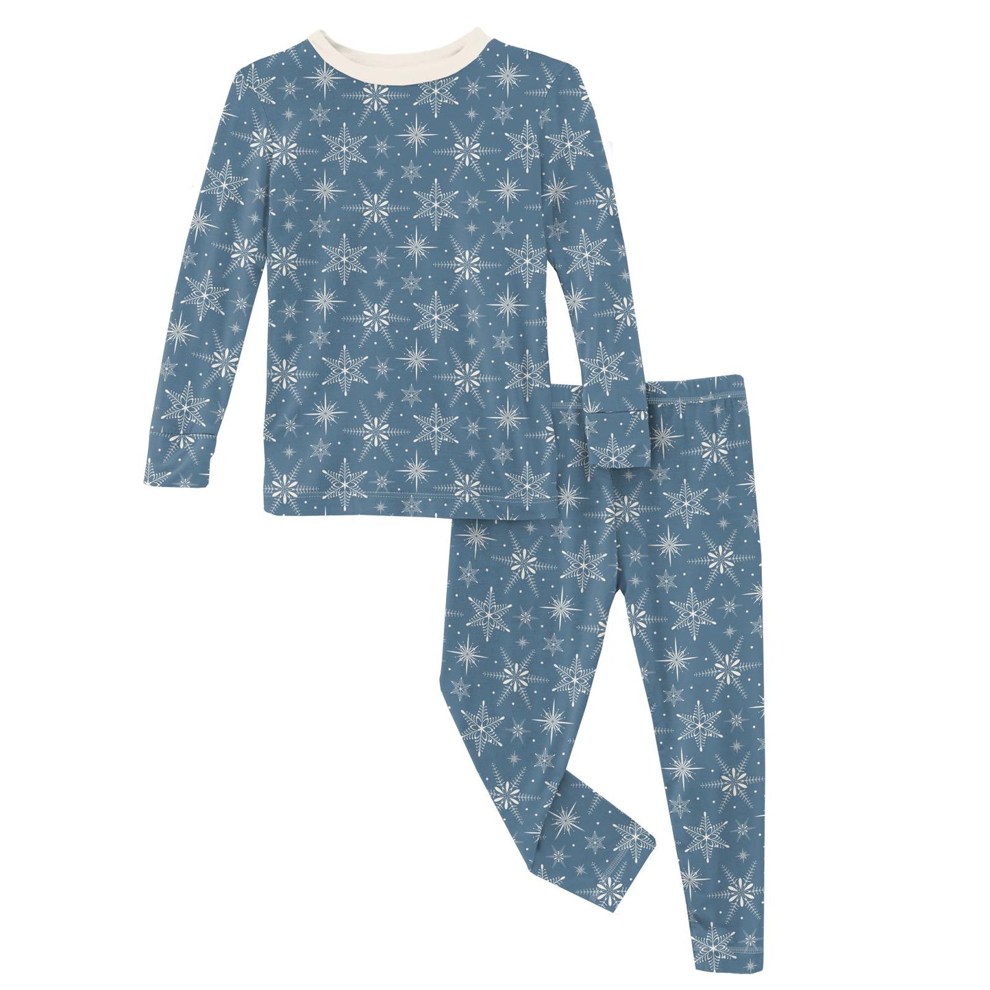 Two Piece Pajama Set - Parisian Blue Snowflakes