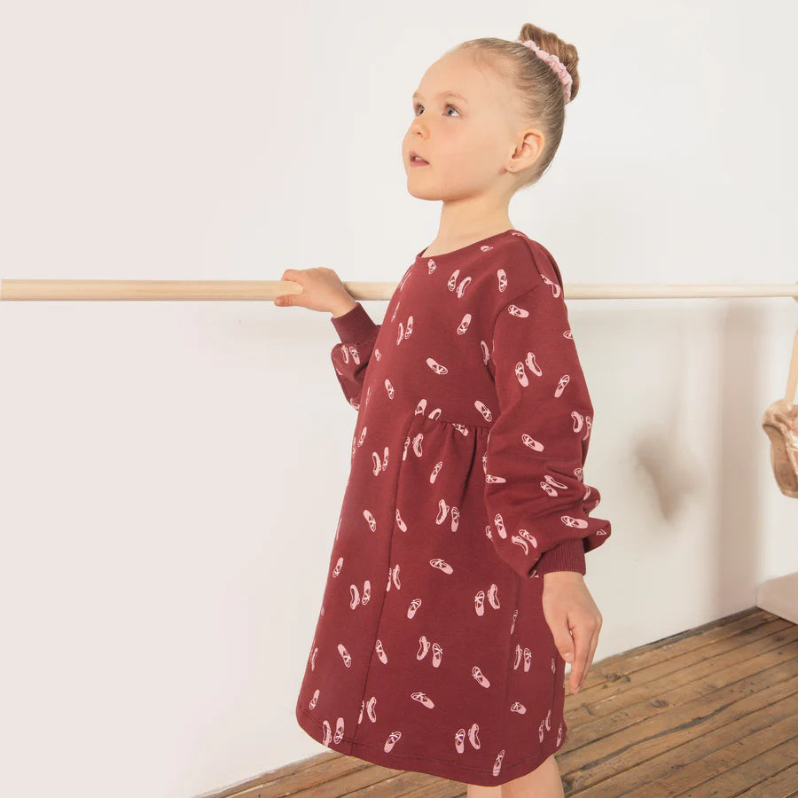 Burgundy Toddler Terry Dress - Ballet Slippers