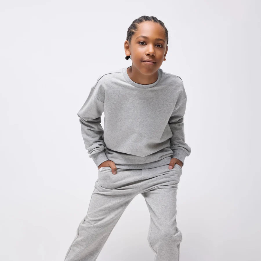 Heather Grey Miles Basics Boys' Crew Sweatshirt