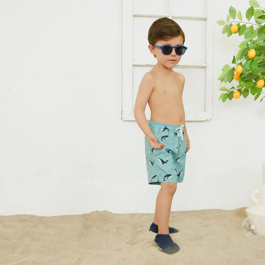 Toddler Swim Trunks - Turquoise Whale