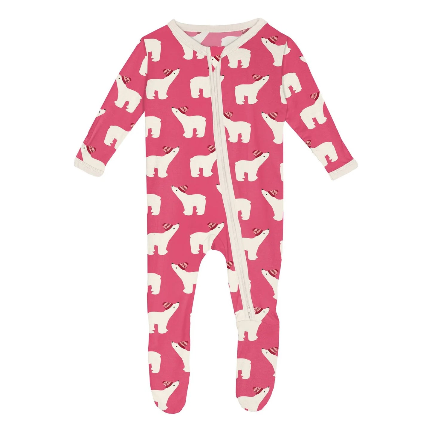 Footie with Zipper - Winter Rose Polar Bears