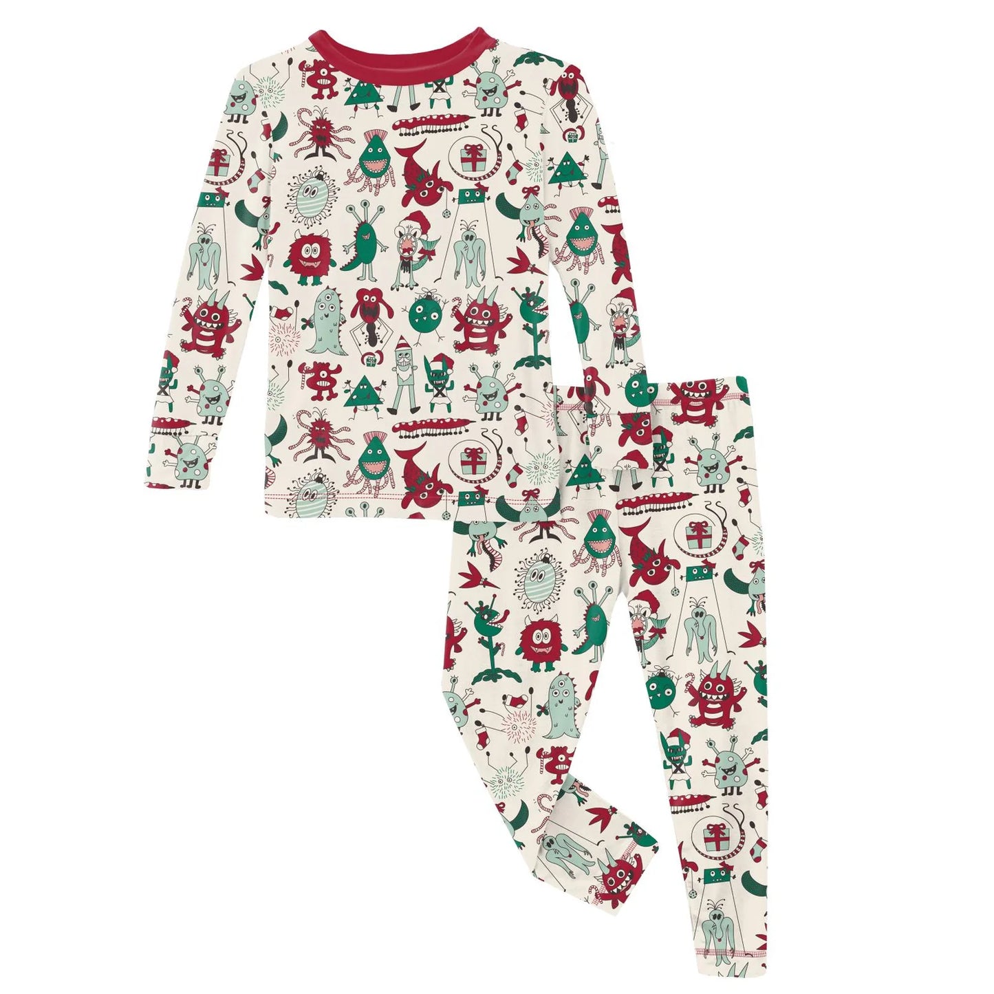 Long-Sleeve Two Piece Pajama Set - Merry Monsters