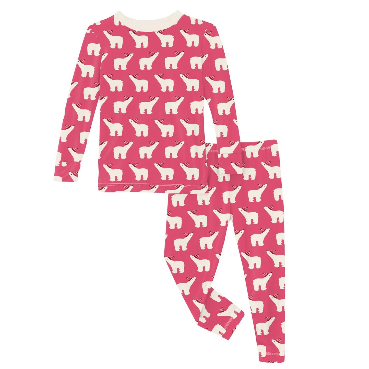 Long-Sleeve Two Piece Pajama Set - Winter Rose Polar Bears