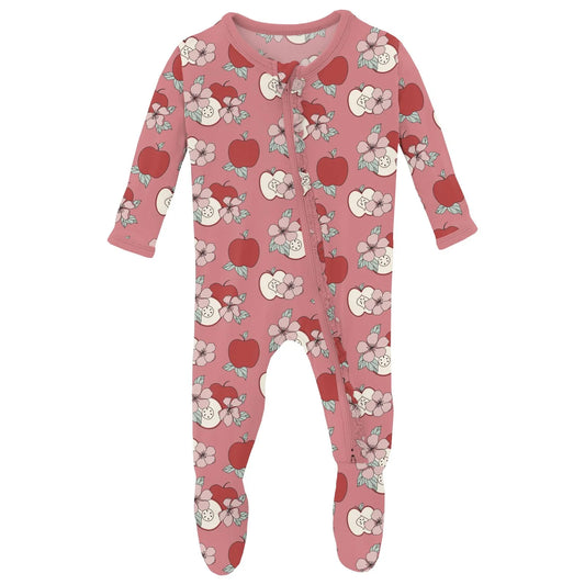 Footie with Zipper - Desert Rose Apple Picking