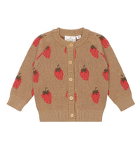 Lagate Jacquard Cardigan - Tannin Big Strawberry