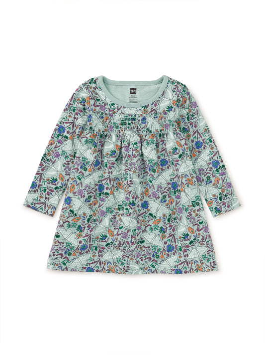 Smocked Empire Baby Dress - Iznik Moth Floral