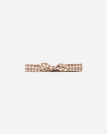 Baby Bow Headband - Fawn Gingham