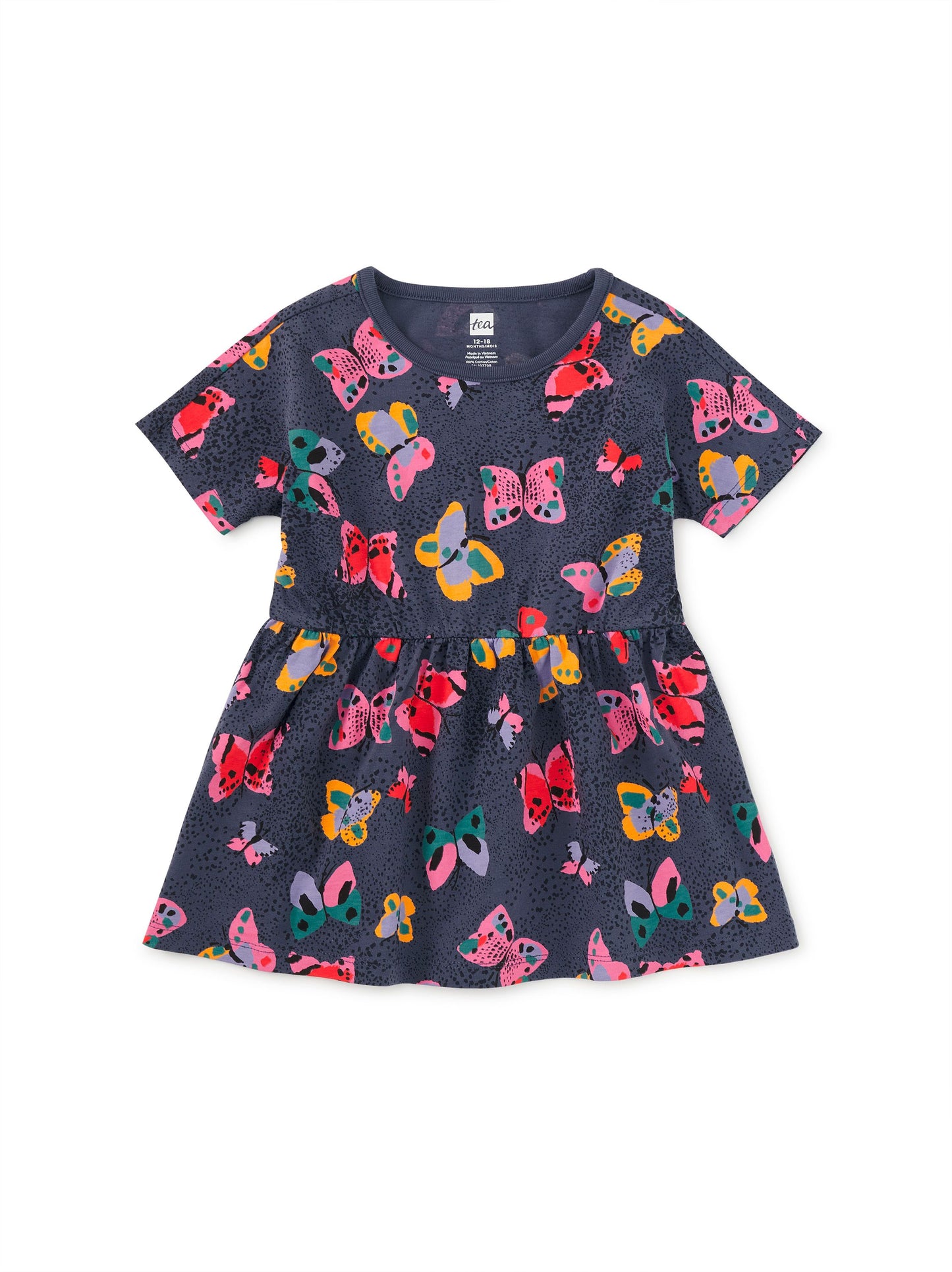 Short Sleeve Twirl Baby Dress - Butterfly