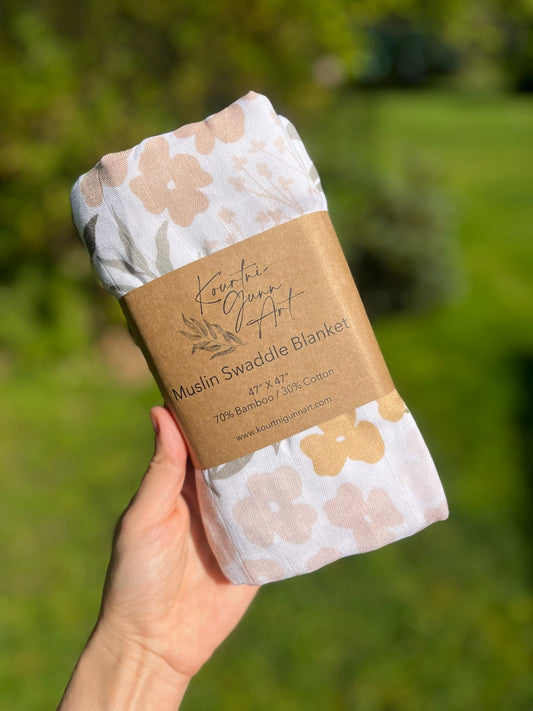 Swaddle blanket Floral - Kourtni Gunn Art