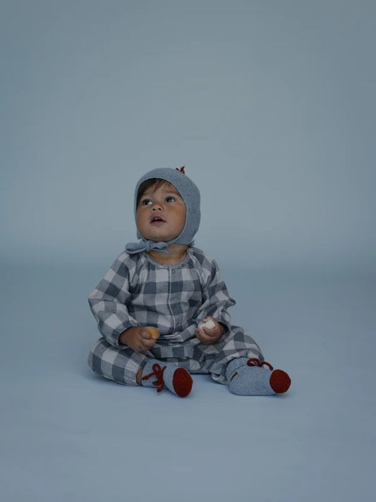 Fog Blue Gingham Onesie