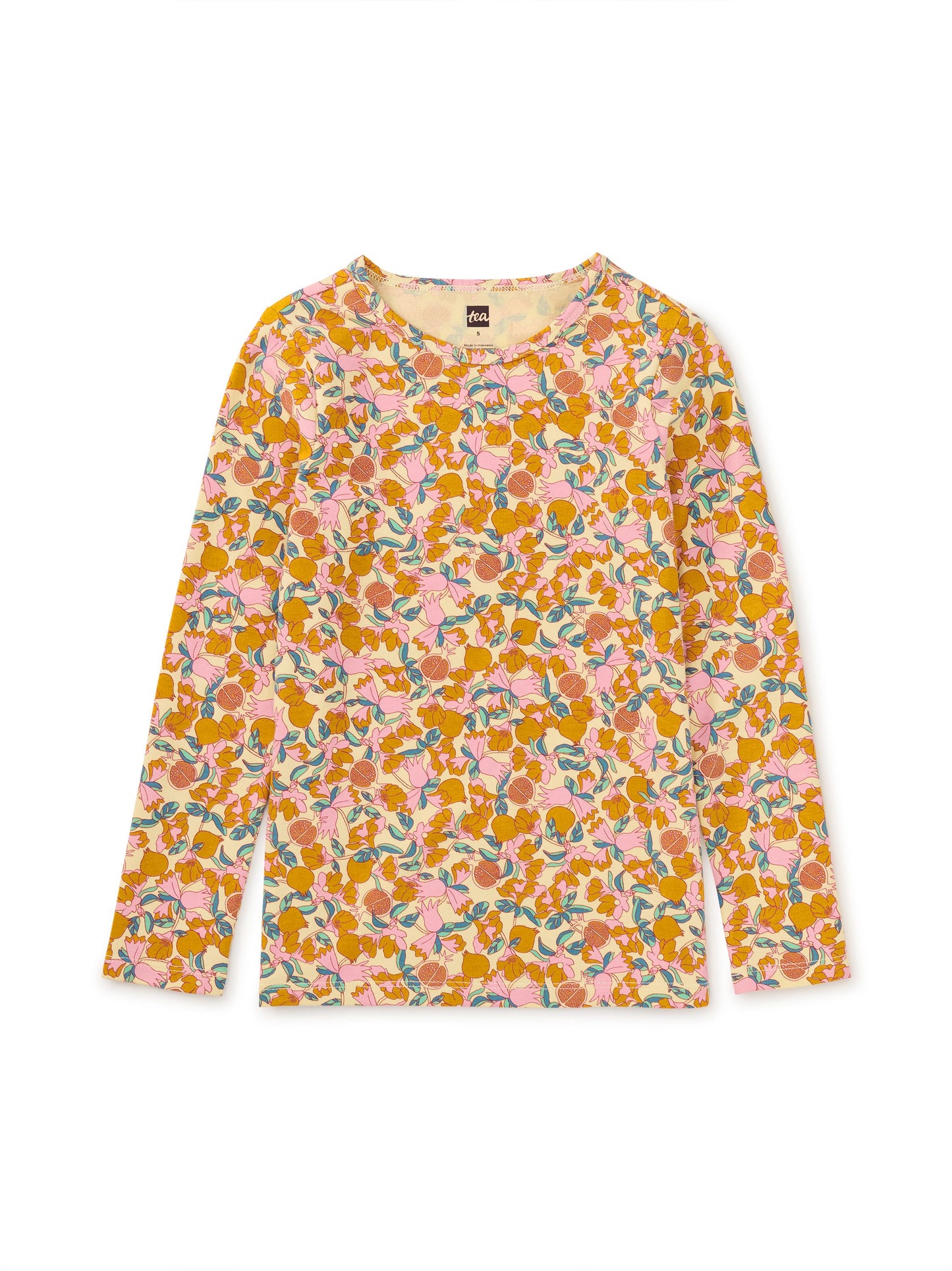 Printed Slim Long Sleeve Top - Royal Pomegranate Floral