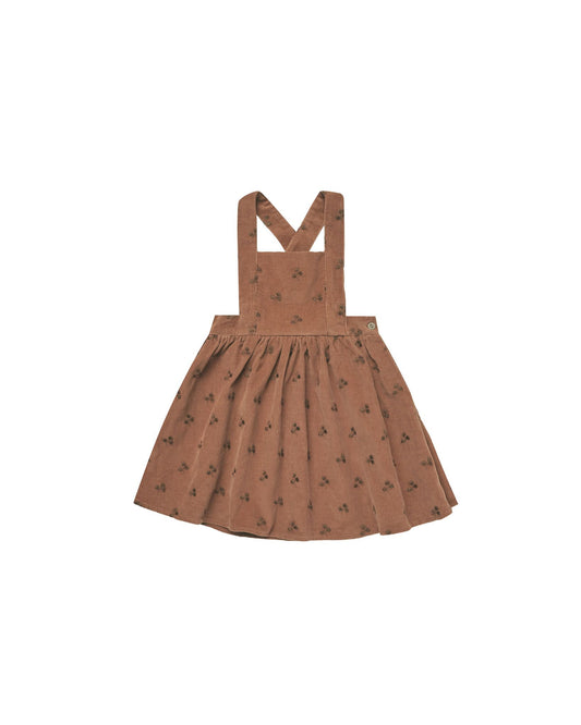 Corduroy Pinafore Baby Dress - Blossom Embroidery
