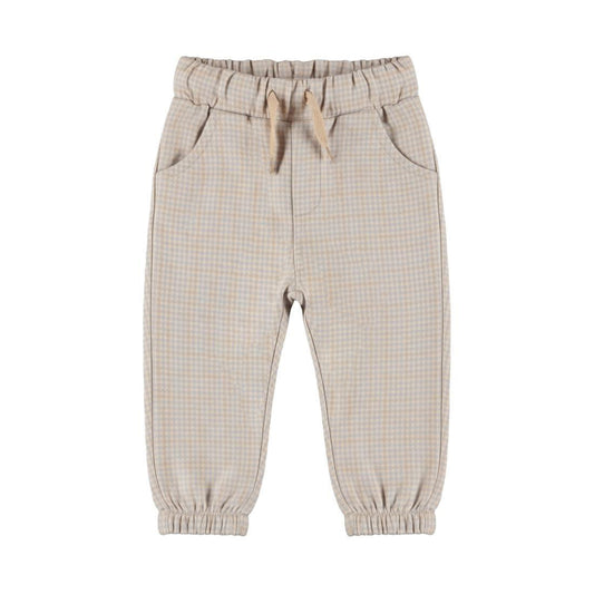 Dirkje boys’ loose-fit trousers, grey chequered pattern