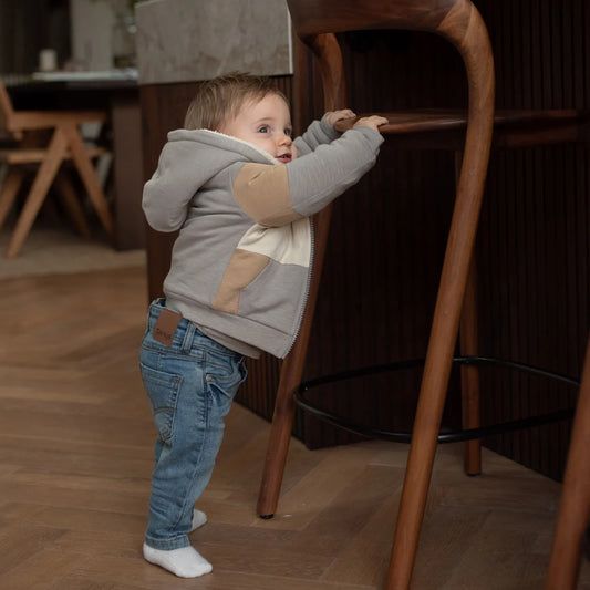 Boy's Teddy Cardigan - Grey/Beige