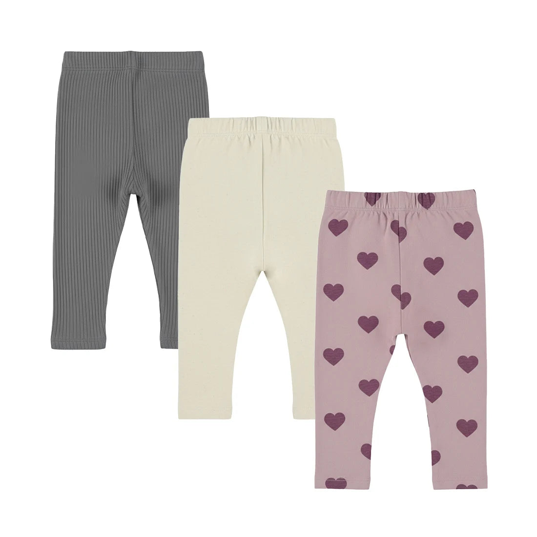 Dirkje girls’ set: leggings, grey, beige, purple, hearts