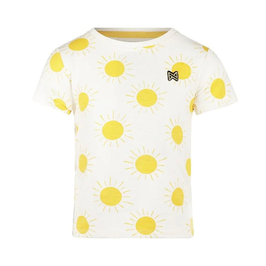 Short Sleeve Tee - Off White + Yellow Suns