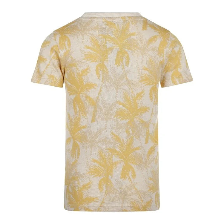 Short Sleeve Tee - Off White + Yellow Palm Tree