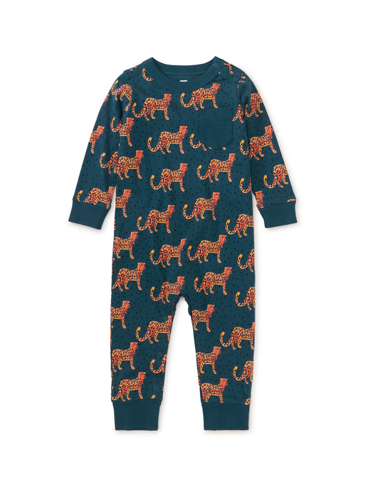 Long Sleeve Pocket Baby Romper - Anatolian Leopards