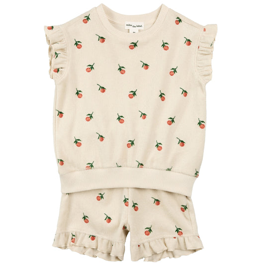 Ruffle Terry Cloth Baby Set - Birch Oranges